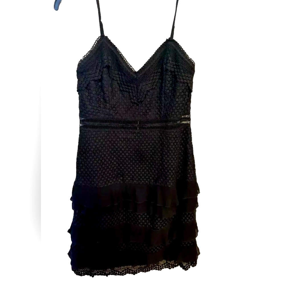 Aqua Womens Spaghetti Strap Embroidered Lace Sweetheart top, ruffled dress sizeM